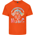 Music Skull With Headphones Dance Tekno Mens Cotton T-Shirt Tee Top Orange