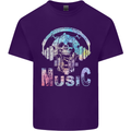 Music Skull With Headphones Dance Tekno Mens Cotton T-Shirt Tee Top Purple