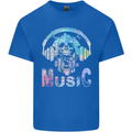 Music Skull With Headphones Dance Tekno Mens Cotton T-Shirt Tee Top Royal Blue