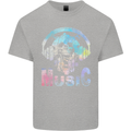 Music Skull With Headphones Dance Tekno Mens Cotton T-Shirt Tee Top Sports Grey