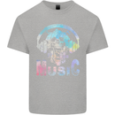 Music Skull With Headphones Dance Tekno Mens Cotton T-Shirt Tee Top Sports Grey