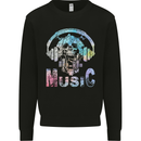 Music Skull With Headphones Dance Tekno Mens Sweatshirt Jumper Black