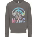 Music Skull With Headphones Dance Tekno Mens Sweatshirt Jumper Charcoal