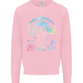 Music Skull With Headphones Dance Tekno Mens Sweatshirt Jumper Light Pink