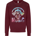 Music Skull With Headphones Dance Tekno Mens Sweatshirt Jumper Maroon