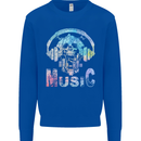 Music Skull With Headphones Dance Tekno Mens Sweatshirt Jumper Royal Blue