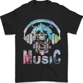 Music Skull With Headphones Dance Tekno Mens T-Shirt 100% Cotton Black