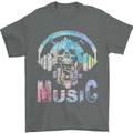 Music Skull With Headphones Dance Tekno Mens T-Shirt 100% Cotton Charcoal