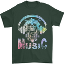 Music Skull With Headphones Dance Tekno Mens T-Shirt 100% Cotton Forest Green