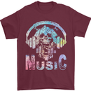 Music Skull With Headphones Dance Tekno Mens T-Shirt 100% Cotton Maroon