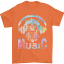 Music Skull With Headphones Dance Tekno Mens T-Shirt 100% Cotton Orange