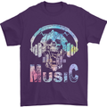 Music Skull With Headphones Dance Tekno Mens T-Shirt 100% Cotton Purple