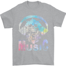 Music Skull With Headphones Dance Tekno Mens T-Shirt 100% Cotton Sports Grey
