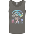 Music Skull With Headphones Dance Tekno Mens Vest Tank Top Charcoal