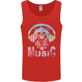 Music Skull With Headphones Dance Tekno Mens Vest Tank Top Red