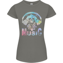 Music Skull With Headphones Dance Tekno Womens Petite Cut T-Shirt Charcoal