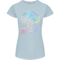Music Skull With Headphones Dance Tekno Womens Petite Cut T-Shirt Light Blue