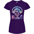 Music Skull With Headphones Dance Tekno Womens Petite Cut T-Shirt Purple