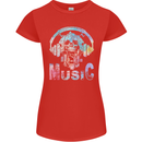 Music Skull With Headphones Dance Tekno Womens Petite Cut T-Shirt Red