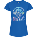 Music Skull With Headphones Dance Tekno Womens Petite Cut T-Shirt Royal Blue
