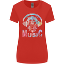 Music Skull With Headphones Dance Tekno Womens Wider Cut T-Shirt Red