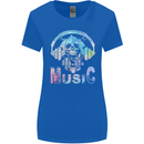 Music Skull With Headphones Dance Tekno Womens Wider Cut T-Shirt Royal Blue