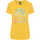 Music Skull With Headphones Dance Tekno Womens Wider Cut T-Shirt Yellow