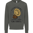 Music Sounds Better on Vinyl Records DJ Kids Sweatshirt Jumper Storm Grey