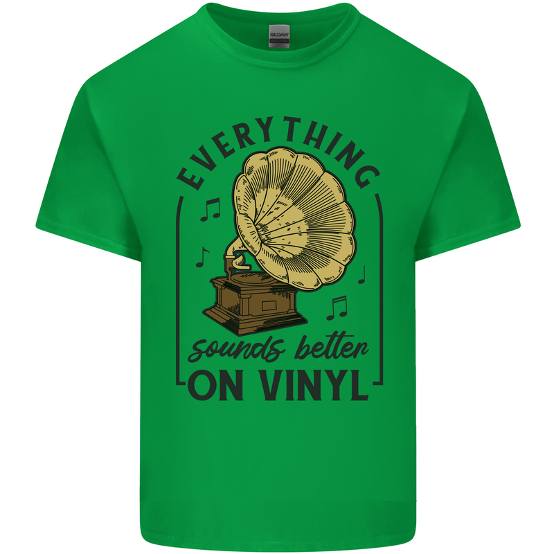 Music Sounds Better on Vinyl Records DJ Kids T-Shirt Childrens Irish Green