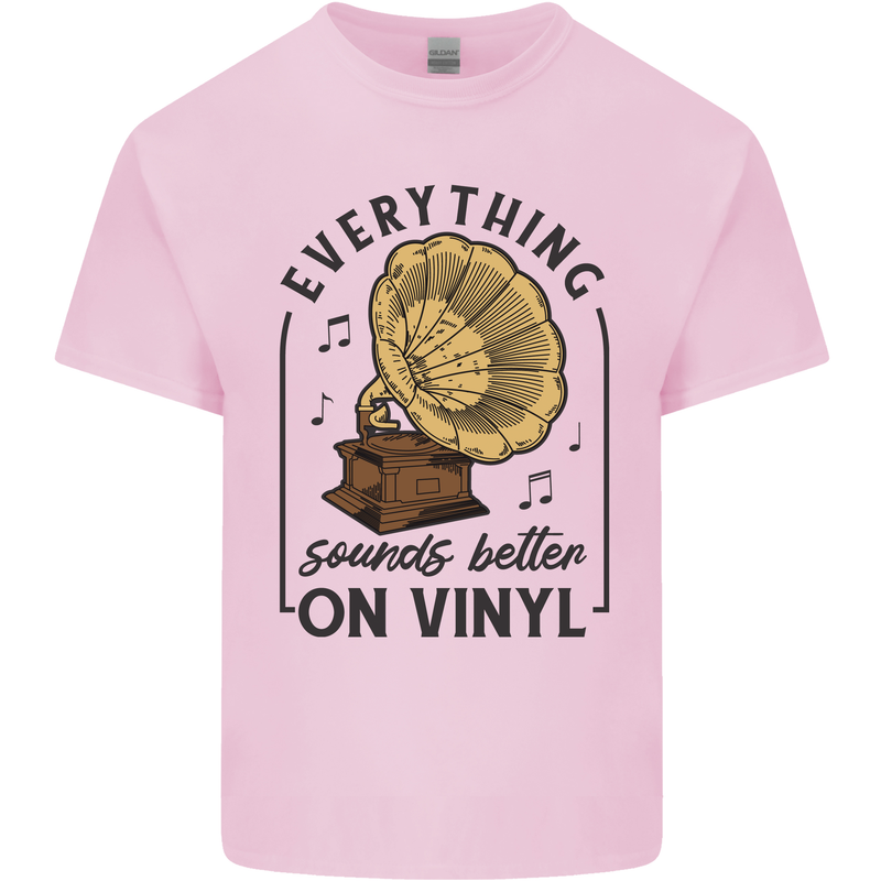 Music Sounds Better on Vinyl Records DJ Kids T-Shirt Childrens Light Pink
