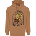 Music Sounds Better on Vinyl Records DJ Mens 80% Cotton Hoodie Caramel Latte