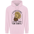 Music Sounds Better on Vinyl Records DJ Mens 80% Cotton Hoodie Light Pink