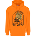 Music Sounds Better on Vinyl Records DJ Mens 80% Cotton Hoodie Orange