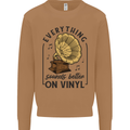 Music Sounds Better on Vinyl Records DJ Mens Sweatshirt Jumper Caramel Latte