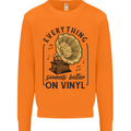 Music Sounds Better on Vinyl Records DJ Mens Sweatshirt Jumper Orange