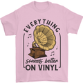 Music Sounds Better on Vinyl Records DJ Mens T-Shirt 100% Cotton Light Pink