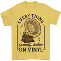 Music Sounds Better on Vinyl Records DJ Mens T-Shirt 100% Cotton Yellow