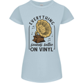 Music Sounds Better on Vinyl Records DJ Womens Petite Cut T-Shirt Light Blue