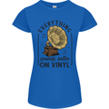 Music Sounds Better on Vinyl Records DJ Womens Petite Cut T-Shirt Royal Blue