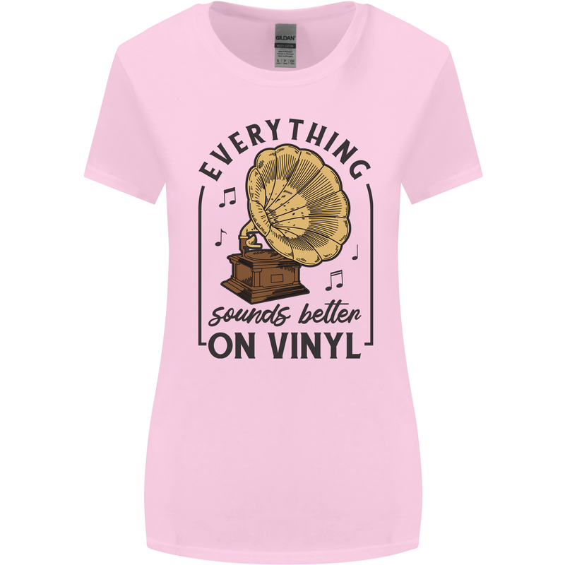 Music Sounds Better on Vinyl Records DJ Womens Wider Cut T-Shirt Light Pink