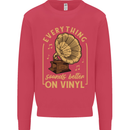 Music Sounds Better on Vinyl Records LP DJ Kids Sweatshirt Jumper Heliconia