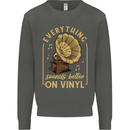 Music Sounds Better on Vinyl Records LP DJ Kids Sweatshirt Jumper Storm Grey