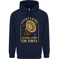 Music Sounds Better on Vinyl Records LP DJ Mens 80% Cotton Hoodie Navy Blue