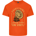 Music Sounds Better on Vinyl Records LP DJ Mens Cotton T-Shirt Tee Top Orange