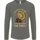 Music Sounds Better on Vinyl Records LP DJ Mens Long Sleeve T-Shirt Charcoal