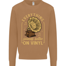 Music Sounds Better on Vinyl Records LP DJ Mens Sweatshirt Jumper Caramel Latte