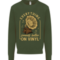 Music Sounds Better on Vinyl Records LP DJ Mens Sweatshirt Jumper Forest Green