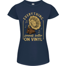 Music Sounds Better on Vinyl Records LP DJ Womens Petite Cut T-Shirt Navy Blue