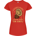 Music Sounds Better on Vinyl Records LP DJ Womens Petite Cut T-Shirt Red