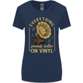Music Sounds Better on Vinyl Records LP DJ Womens Wider Cut T-Shirt Navy Blue